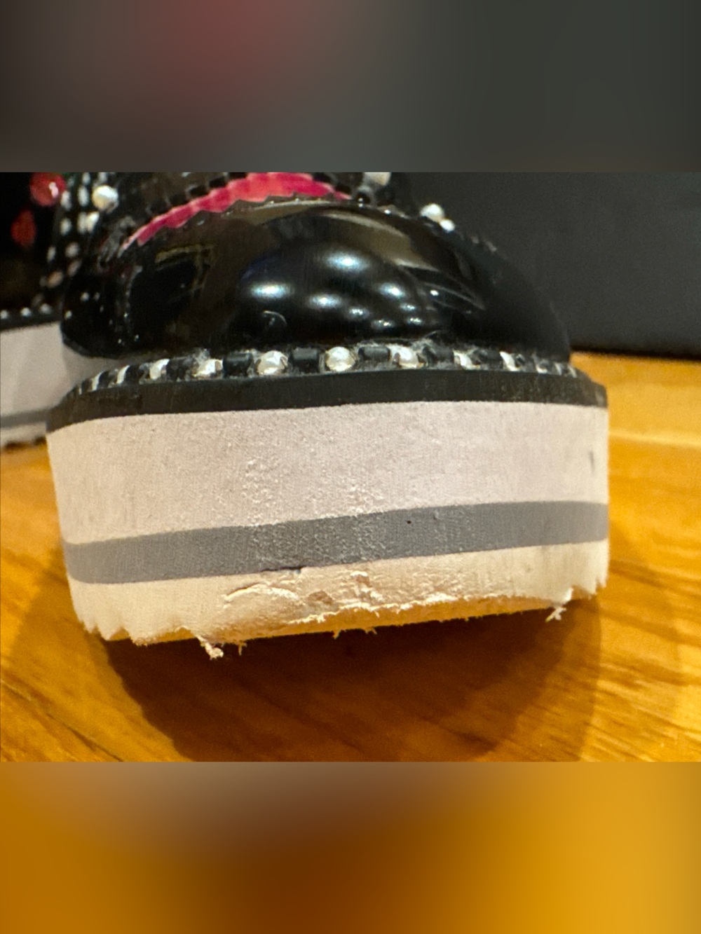 Betsey Johnson Marti Platform Oxford Shoes 8.5M Patent Leather Punk Pearls - Picture 13 of 16